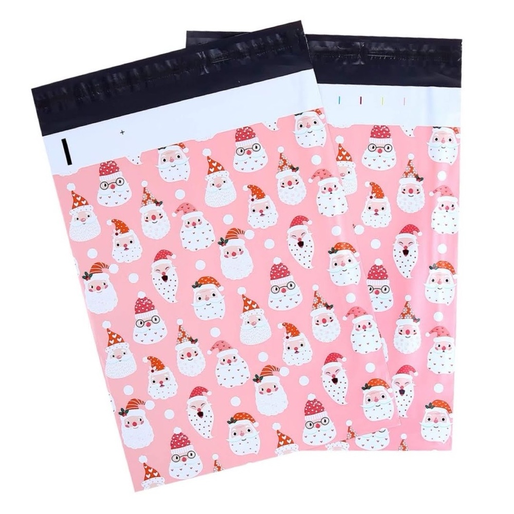 25 Qty Santa Claus Pink Christmas Poly mailers